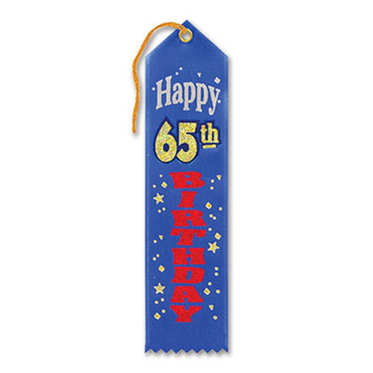 Beistle Pack of 6 Blue&#x22;Happy 65th Birthday Award&#x22; School Award Ribbon Bookmarks 8&#x22;